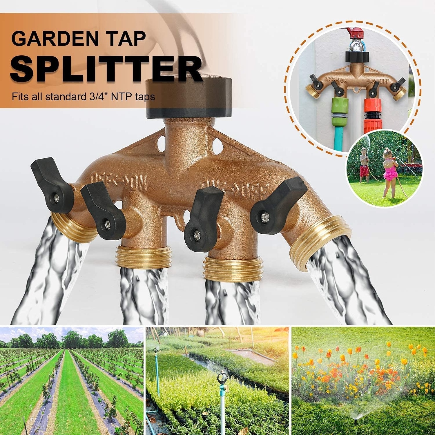 SUNSHINE Factory OEM Other Tools Watering garden supplies brass splitter 4 way coupling hose connectors quick connector water