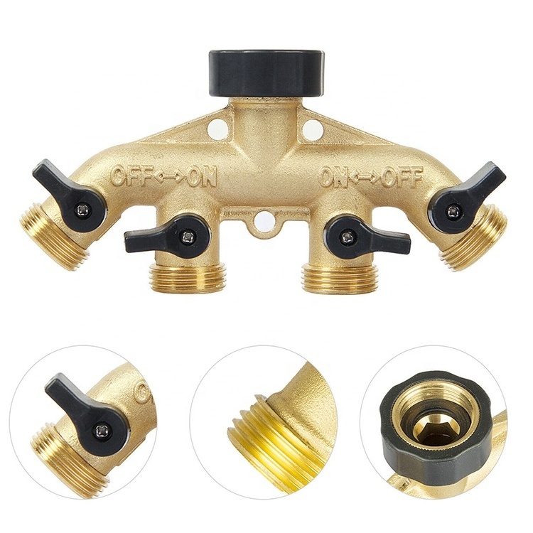 SUNSHINE Factory Tools water supplies brass 4 way coupling hose connectors quick connector garden hose splitter