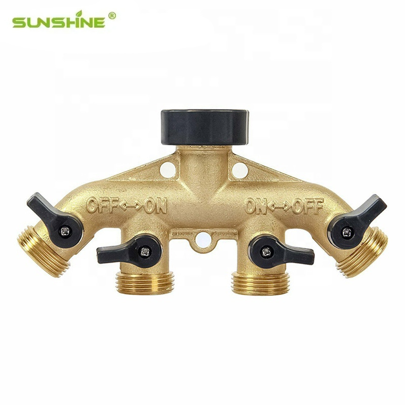 SUNSHINE 4 Way Brass Hose Splitter 3/4