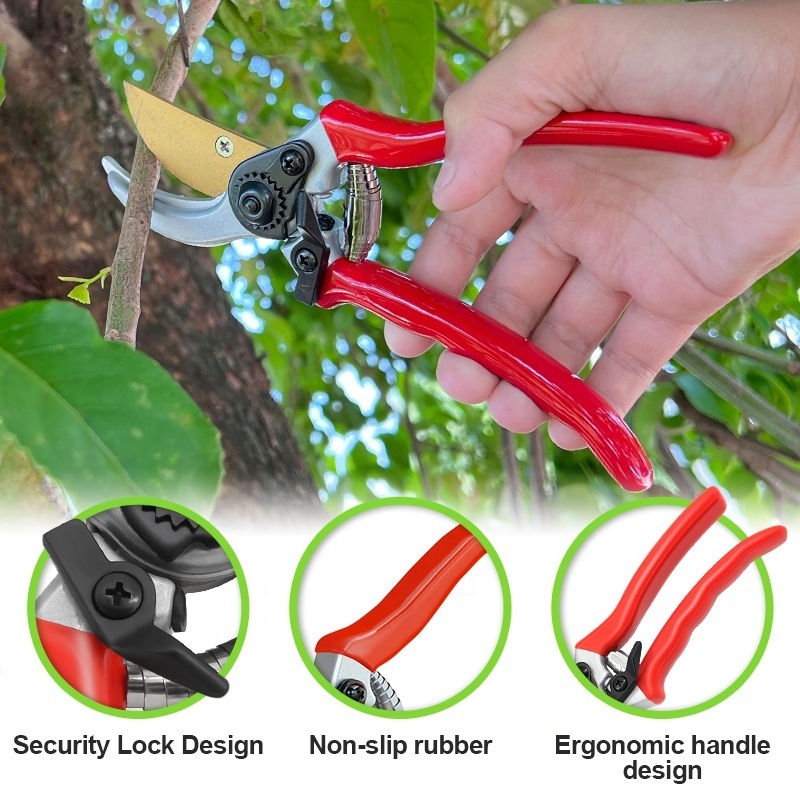 SUNSHINE 8 Inch Blunt Tip Garden Bypass Pruning Shears for Pruning Tasks