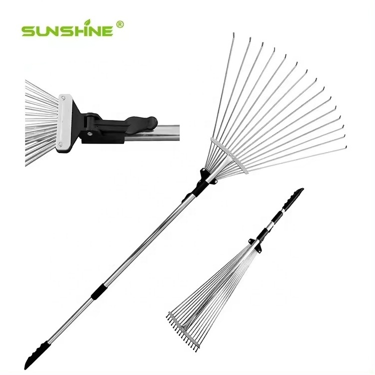 SUNSHINE 15T Telescopic Landscape Adjustable Folding Lawn Rake