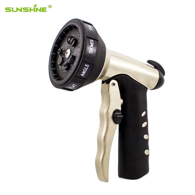 SUNSHINE Good price high pressure garden irrigation water spray gun 9-pattern front trigger brass hose nozzle sprayer