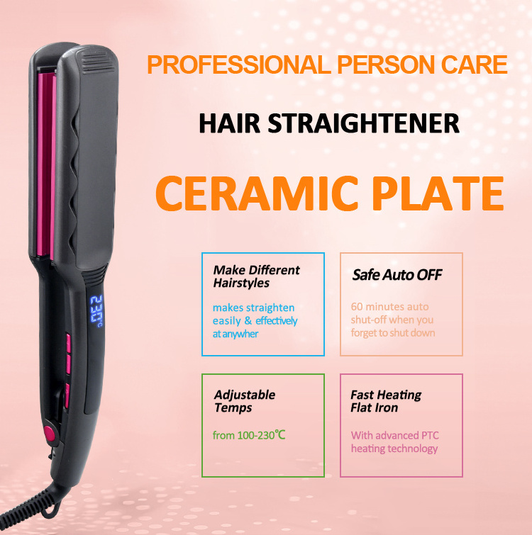 Wholesale OEM LED Display Professional Hair Straighteners High Quality Wild Aluminum Plate Hair Straightener with PTC Heating