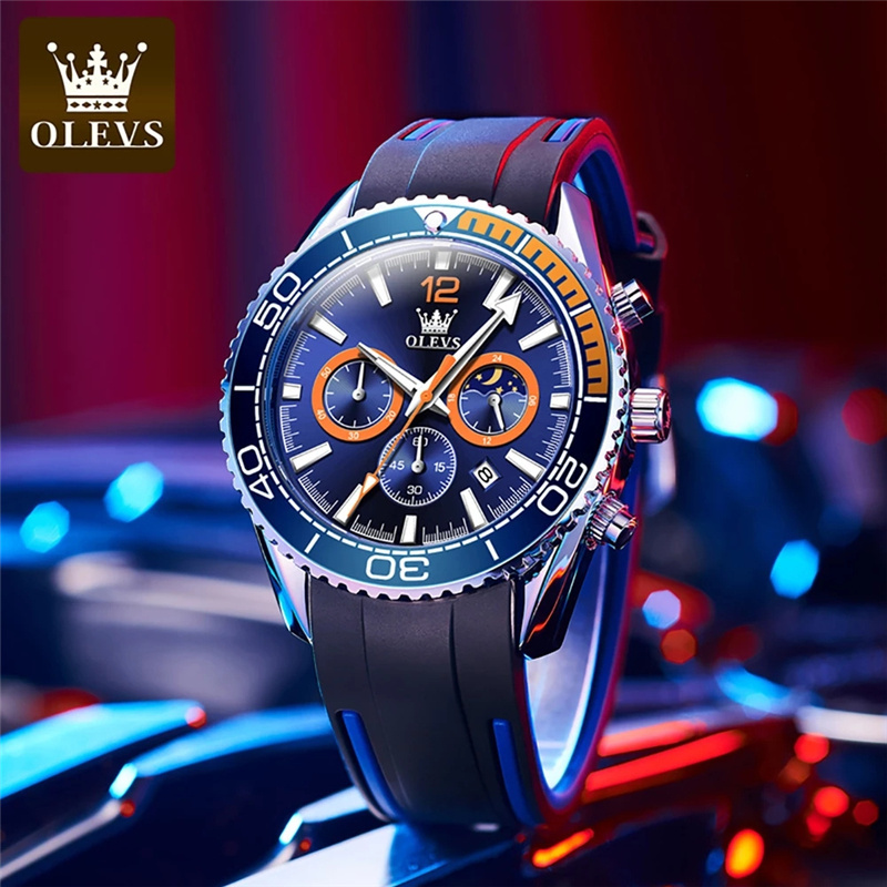 OLEVS 9916 Silicon Sport Men's Watch Big Dial Quartz Watch Men's Luxury Breathable Silicone Sports Brand Watch Men's Gift reloj