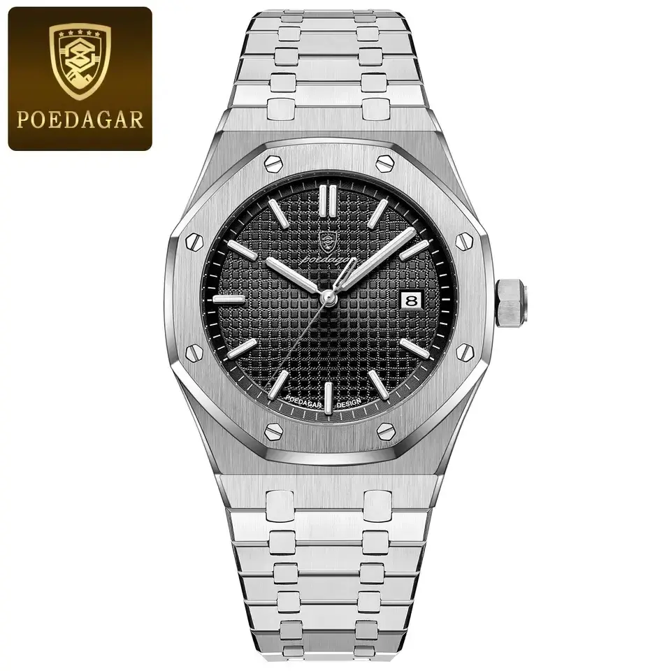 2024 New POEDAGAR 924 Luxury Man Watch High Quality Waterproof poedagar Men's Wristwatch Leather Men Quartz Watches Casual Clock