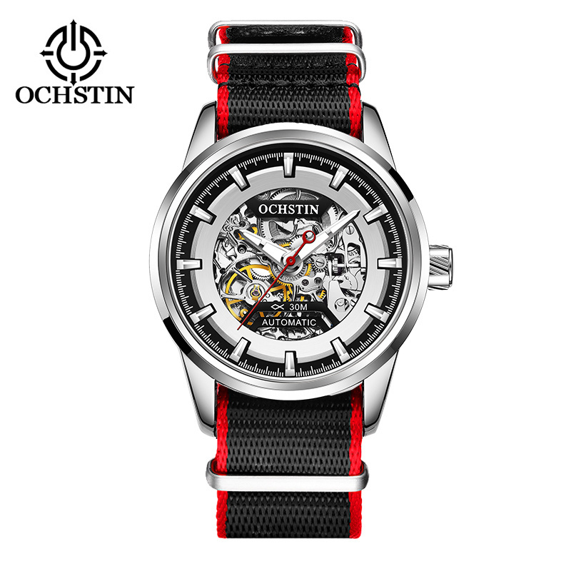 OCHSTIN Automatic Mechanical Men watches Top Business Wristwatch Mens Genuine Leather Waterproof Male Clock Relogio 62001C