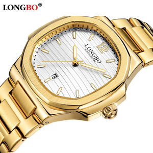 LONGBO 80511 Trendy date day showed waterproof stainless steel quartz analog wrist watches for men luxury