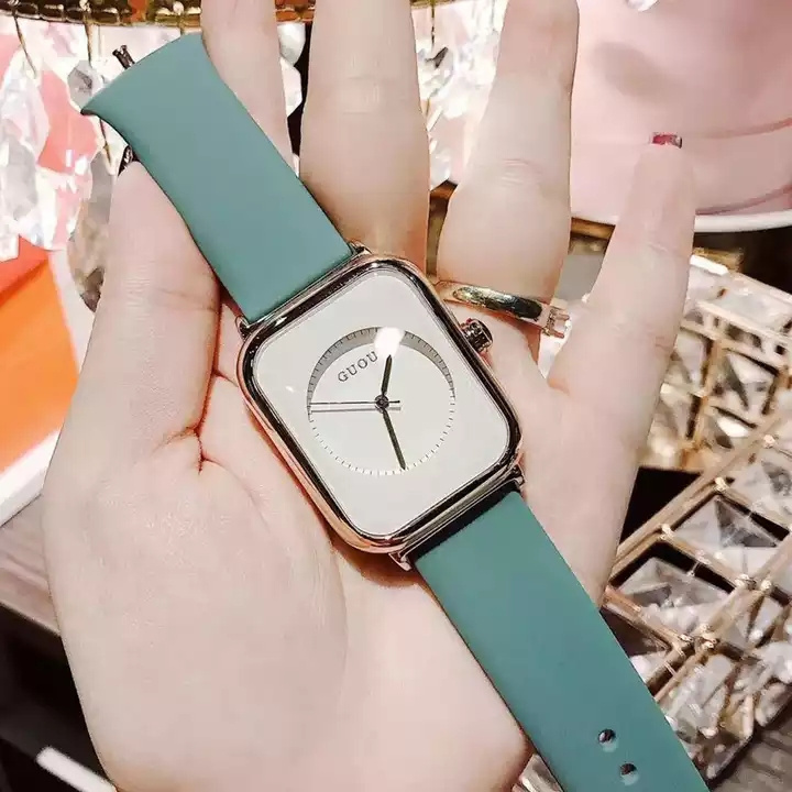 2022 GUOU Watch WSilicone Band Square Ladies Fashion Watch Candy Dial No scale Women Square Wrist Luxury Quartz Watch