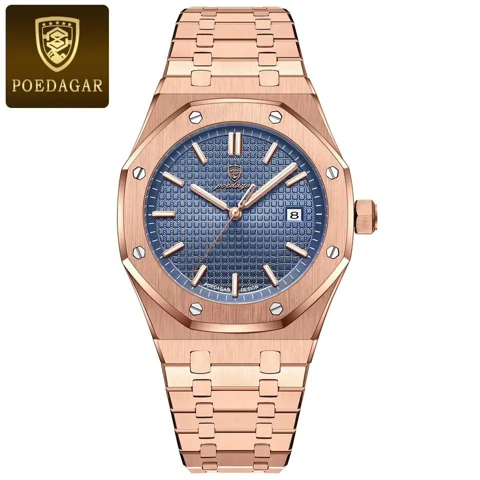 2024 New POEDAGAR 924 Luxury Man Watch High Quality Waterproof poedagar Men's Wristwatch Leather Men Quartz Watches Casual Clock