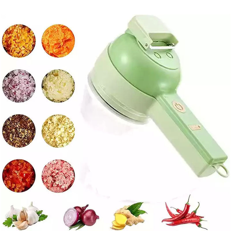 Factory new arrival Vegetable Tool Smart gadgets electric kitchen chopper 4 in 1 handheld electric vegetable cutter set