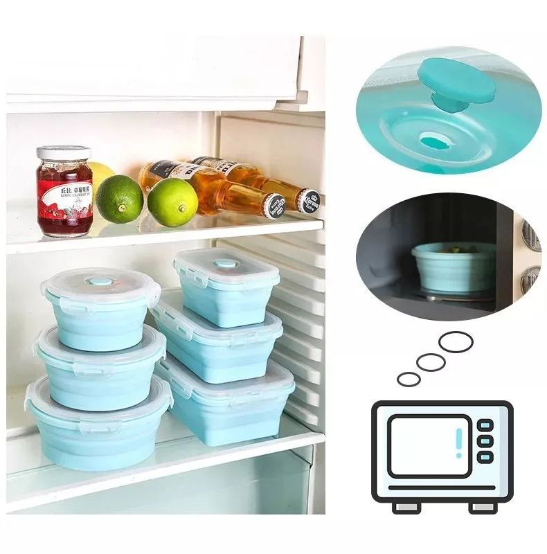 Leak Proof Kitchen Accessories BAR Free Silicone Foldable Reuse Lunch Box Bag Containers Bowl Storage Hot Selling Modern Round