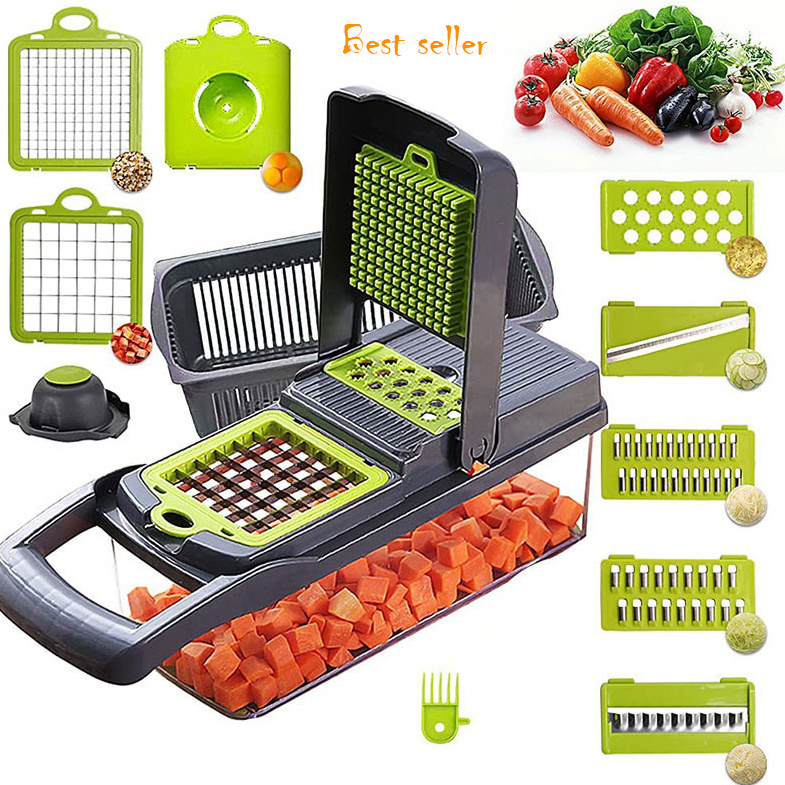 new arrival Kitchen tools multi 12 In 1 manual mandoline fruit vegetable cutter onion dicer veggie slicer vegetable chopper