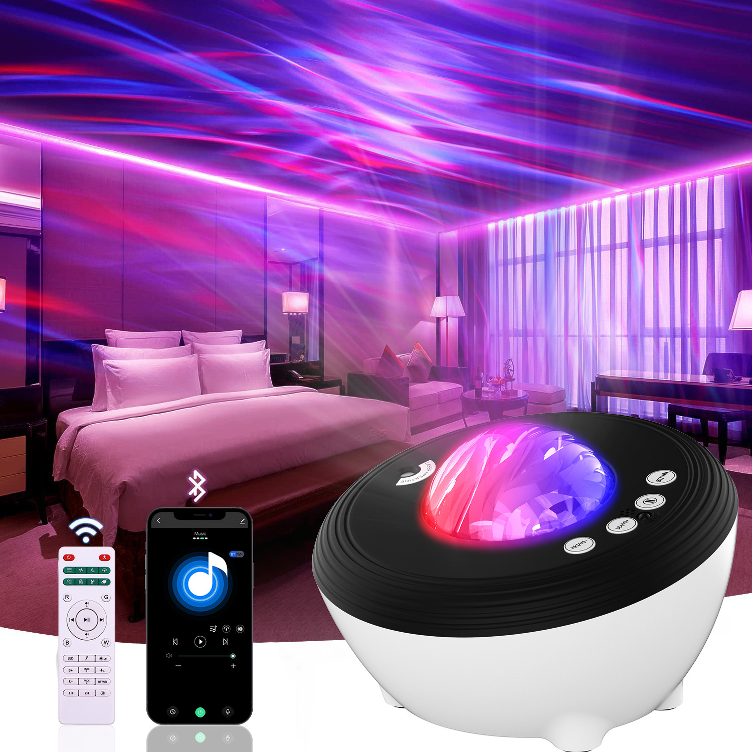 Star Projector Night Light White Noise Aurora Projector Galaxy Projector And Bluetooth Speaker Bedroom astronauta proyector