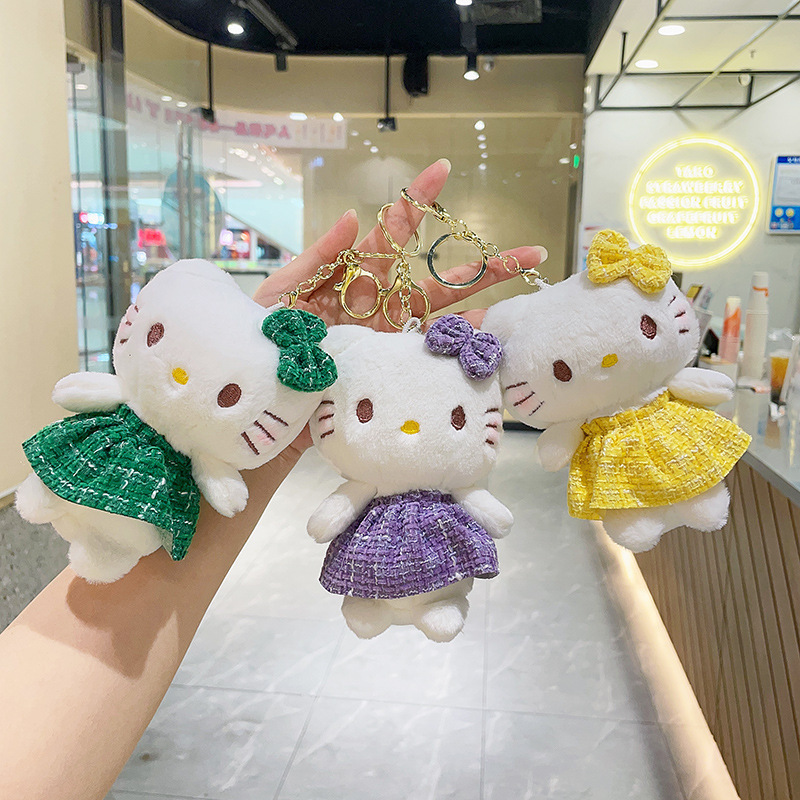 Factory new arrival Stuffed Plush Backpack pendant Japanese Doll Wholesale Kitty Cat key chain Skirt Kitty Soft Plush