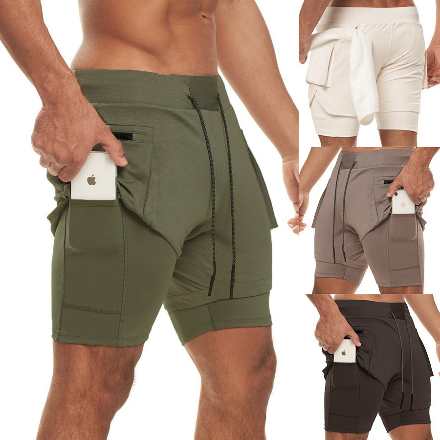 Wholesale Running Shorts 2 In 1 Sports Sweat Pants Mesh Quick Dry Mens Cargo Gym Shorts