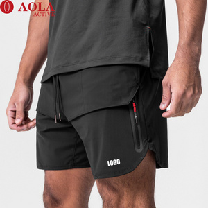 AOLA Wholesale Custom Compression Print Designer Nylon Fitness Boxer Gym Workout Sports Running Men Shorts