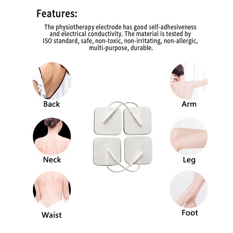 Square Medical Devices Healthcare Therapy Gel Electrode Pads Neuromuscular Stimulator Patch Ems Tens Digital Pulse Massage Pads