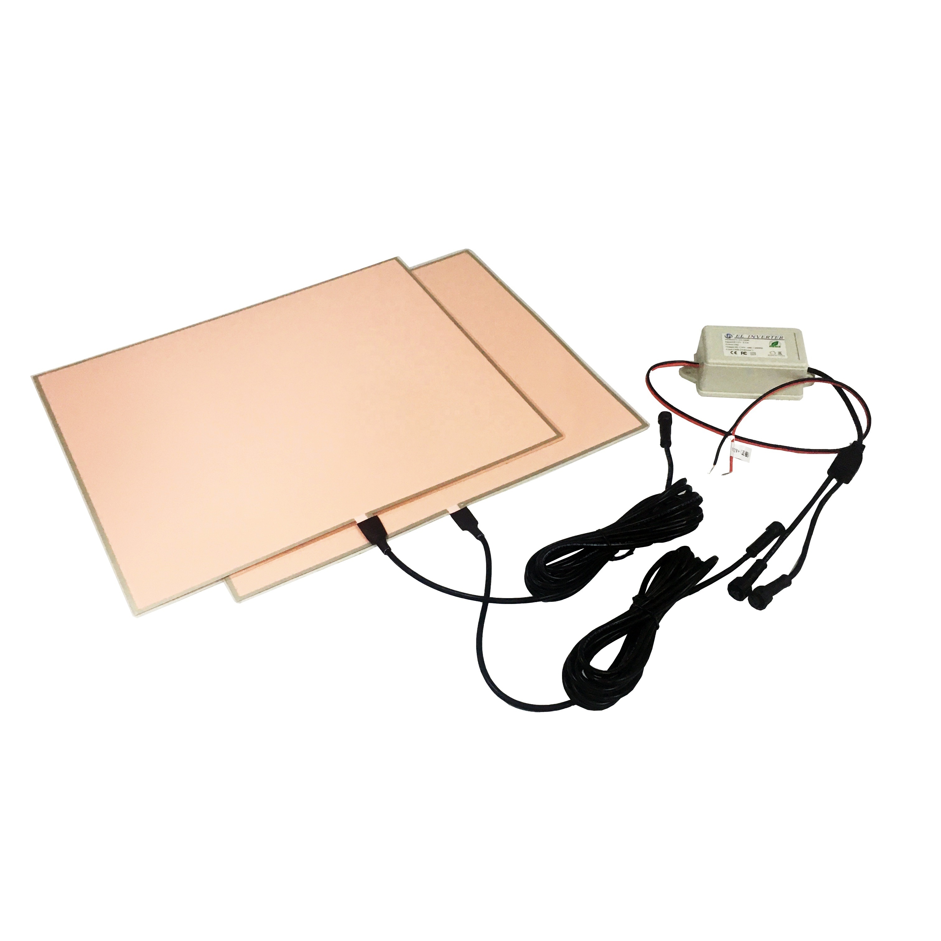 Flexible backlight sheet, pink off white on EL panel sheet 2 waterproof EL panels to one inverter