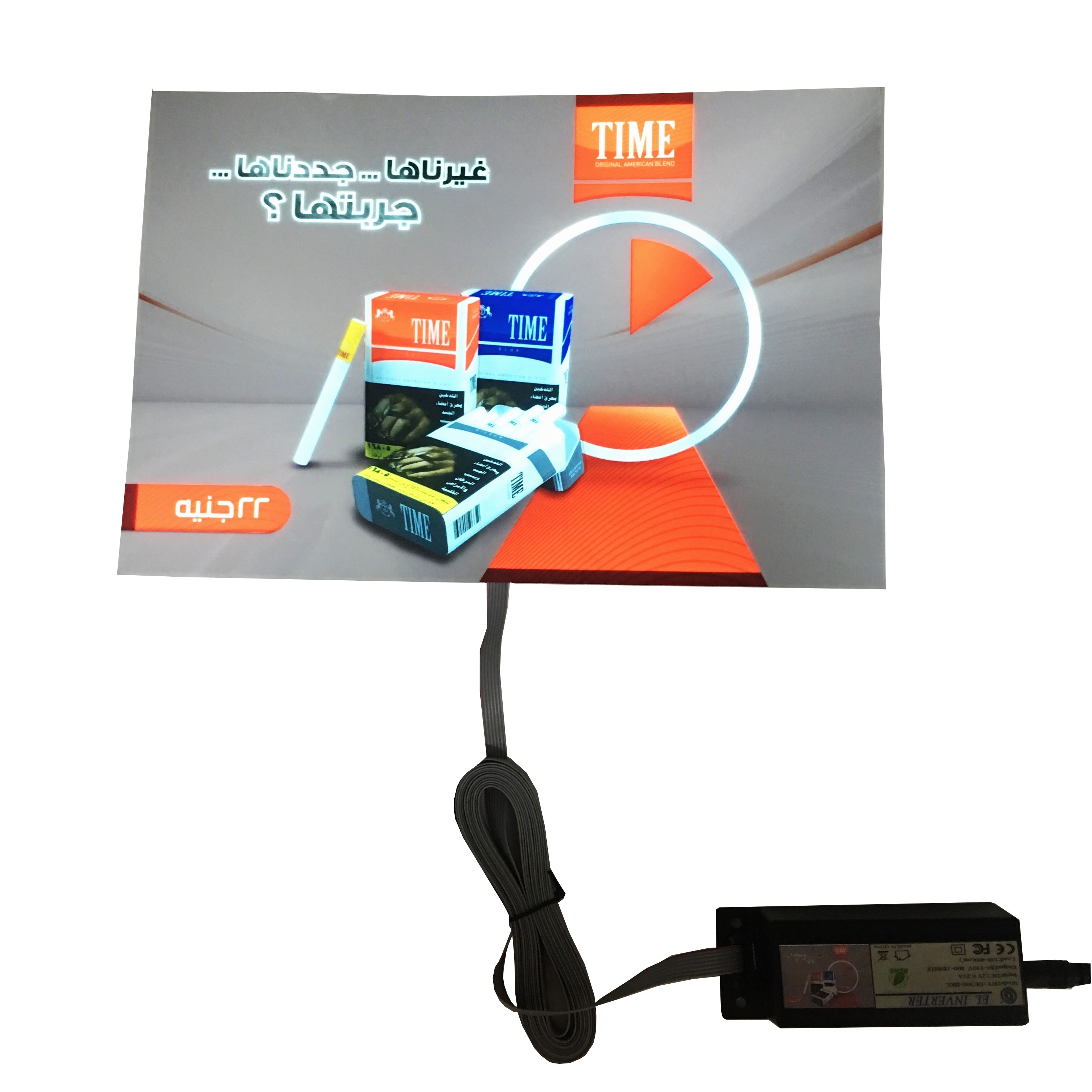 Animated EL panel for product promotion, POS signage with EL lighting, el advertisement sheet.