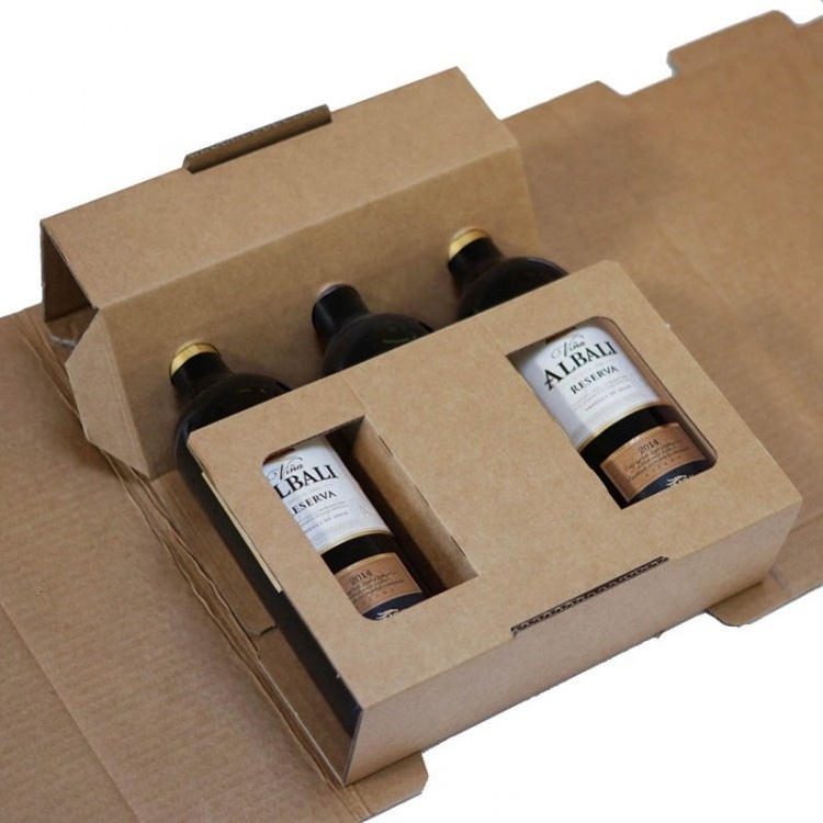 2/3/6 Bottle Beers Packaging Wine Shippers Boxes Shipping Cardboard Box for Bottles Portable Kraft Paper Carton Custom Luxury