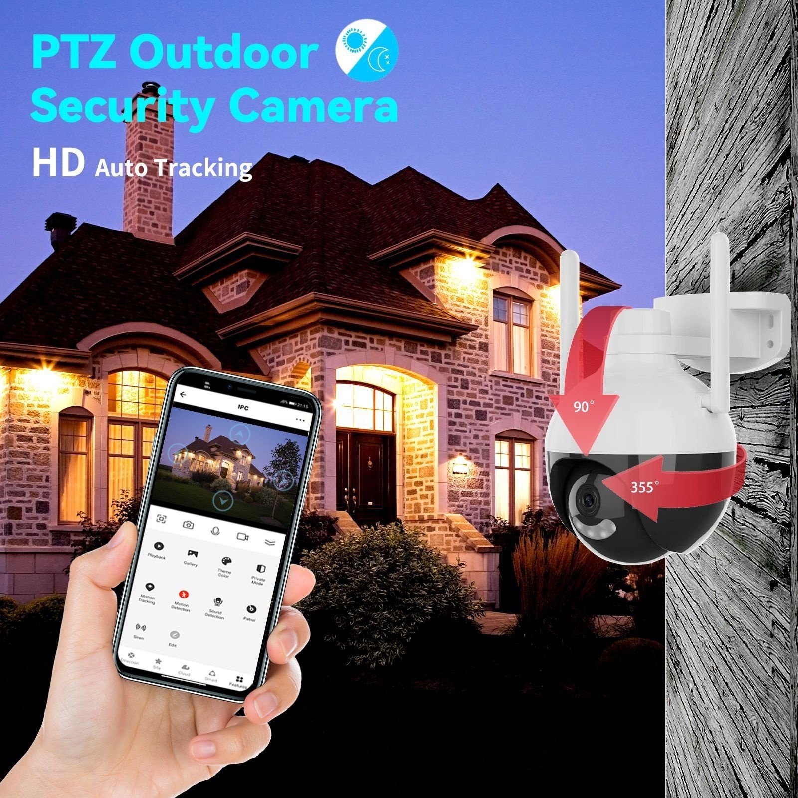 2K 4K 8MP PTZ IP 5xZoom Human Detection Video Surveillance WiFi Outdoor Color Night Vision Security Protection Camera