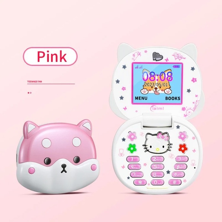 2023 New Cute Mini Koki Mobile Phone Flip Cartoon Kids Children Dual Sim 2G GSM Keyboard Botton MP3 Player Unlocked Cellphone