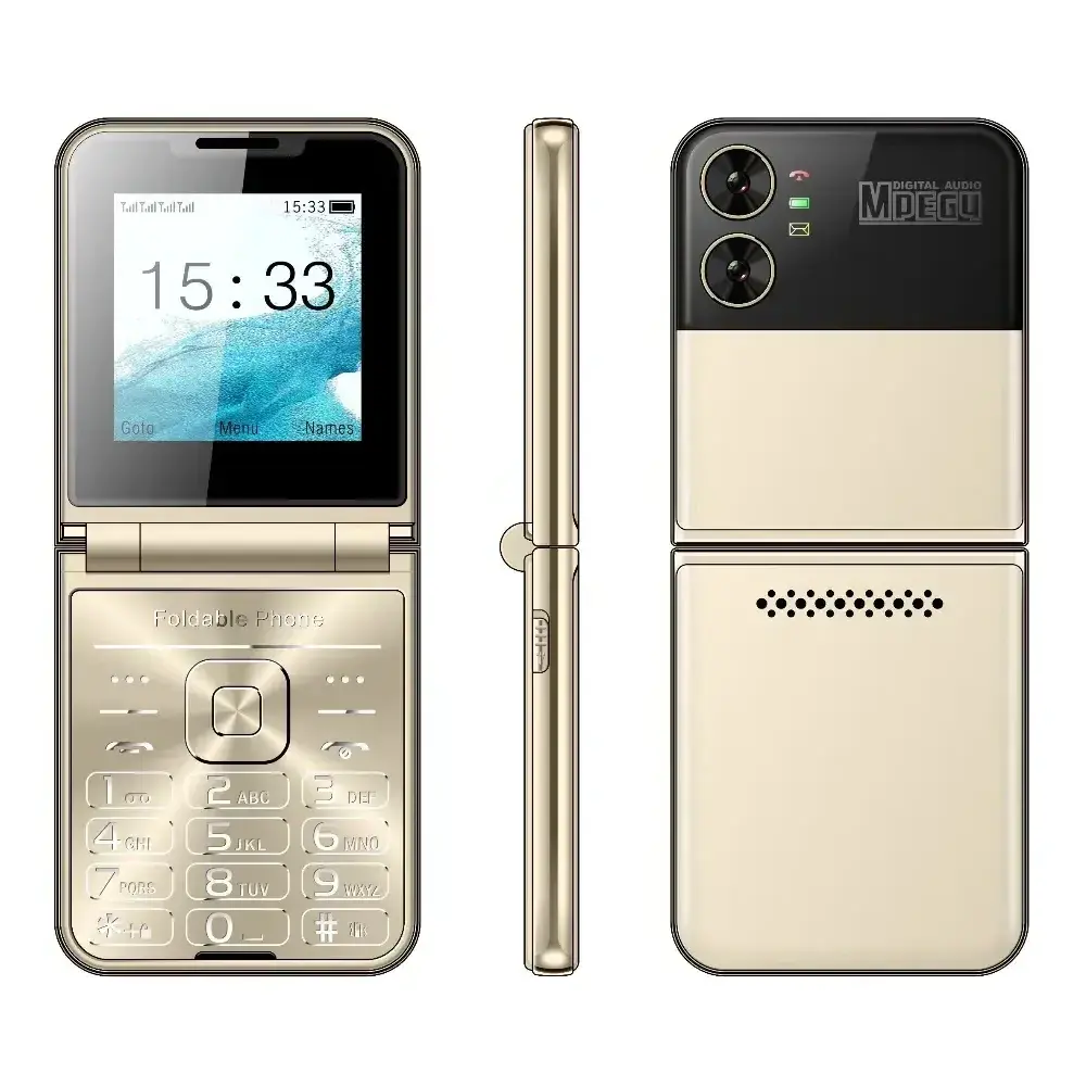 New Lady Cover Foldable Mobile Phone 4 SIM Card Large Display Slim Light Blacklist Torch Low Price Flip Pocket Phone