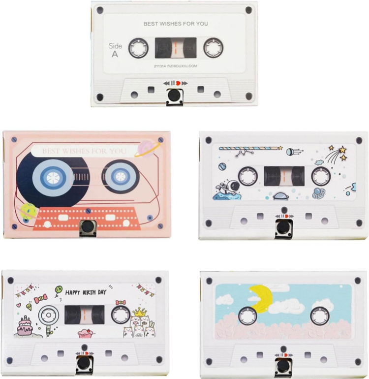 Manufacture Supply Voice Recordable Greeting Cards Cassette Tape Shaped DIY Recording Greeting card Personalized Voice Card