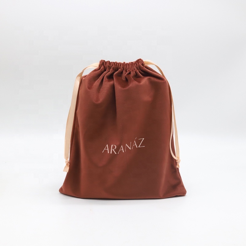 Custom Silky Velvet Drawstring Bag Eco Garment Storage Packaging Bag Velvet Shoe Dust Bag