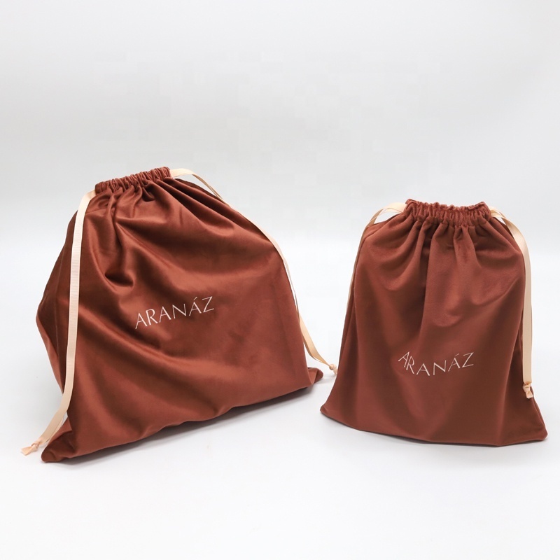 Custom Silky Velvet Drawstring Bag Eco Garment Storage Packaging Bag Velvet Shoe Dust Bag