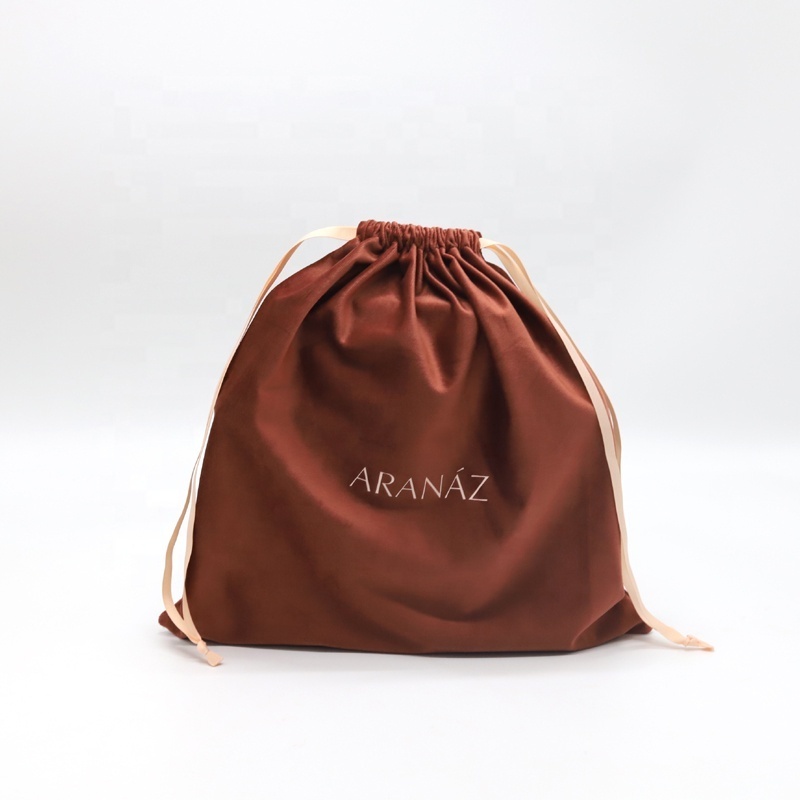 Custom Silky Velvet Drawstring Bag Eco Garment Storage Packaging Bag Velvet Shoe Dust Bag