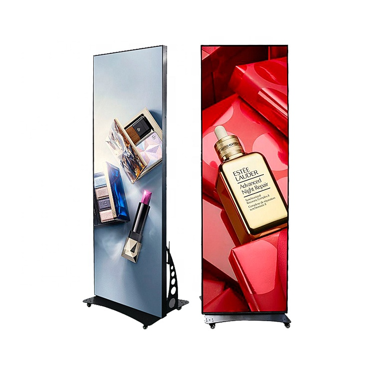 Movable LED Screen Poster Floor Stand Wifi Programmable LED Sign P1.875 P2 P2.5 Advertising Indoor Full Color Die-cast Aluminum