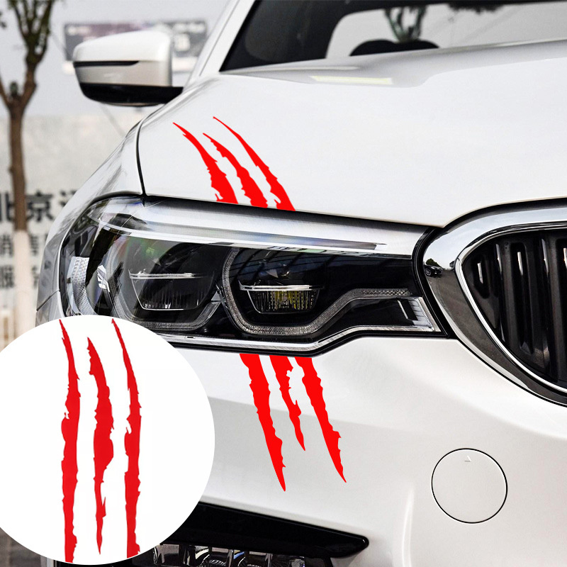 Car Stickers Reflective Monster Claw Marks Scratch Stripe Marks Auto Headlight Decal Dinosaur Raptor Scratches Decor