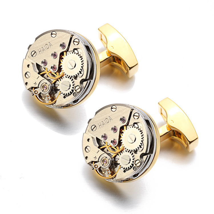 High Quality Watch Movement Cufflinks For Immovable Steampunk Gear Watch Mechanism CuffLinks