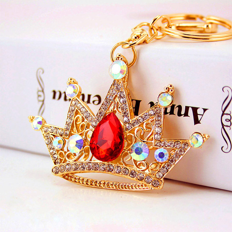 Crystal queen crown Keychains Bling Lovely Handbag Decoration Crown Rhinestone KeyRing Womens Girls Crystal crown Keychain Bling