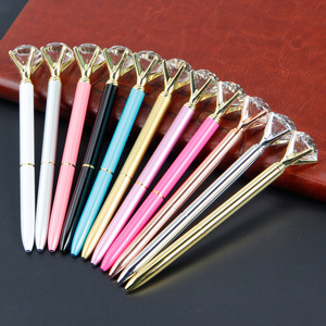 Coloful diamond pen Creative big Crystal Pen Diamond Ballpoint Pens Stationery Ballpen Oily Rotate Black Refill Office Supplies