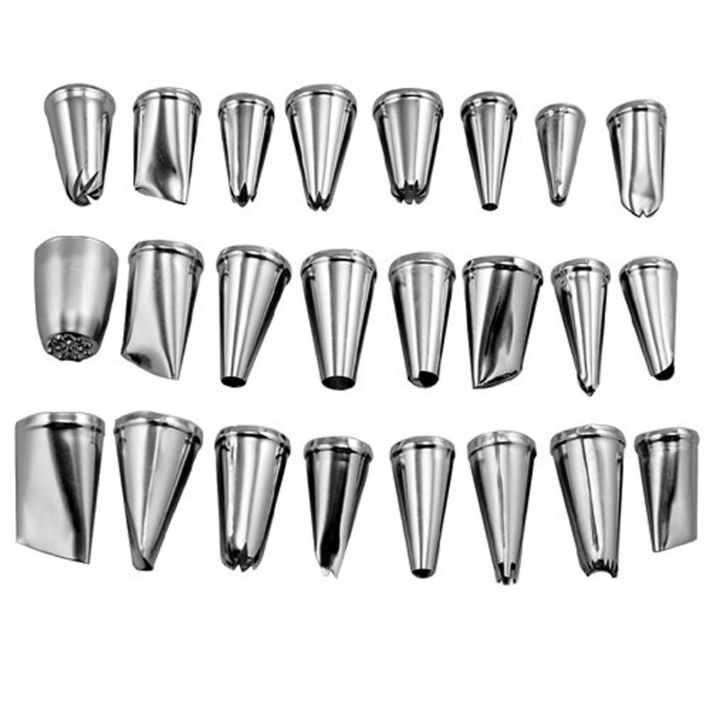 24Pcs/set Large Stainless Steel Icing Piping Nozzles Pastry Tips Set For Cake Decorating Sugar Craft Tool