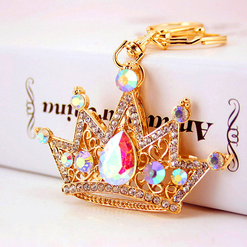 Crystal queen crown Keychains Bling Lovely Handbag Decoration Crown Rhinestone KeyRing Womens Girls Crystal crown Keychain Bling