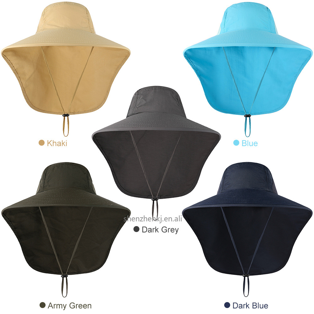 Fishing Sun Hat UV Protection Neck Cover Sun Protect Cap Wide Brim Neck Flap Fishing Cap for Travel Camping Hiking Boating