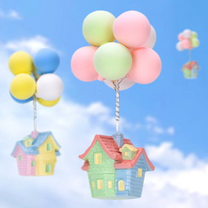 DIY Balloon Flying House Micro Landscape Decor Artificial Mini Miniature House Craft Ornament for Home Decoration Small House