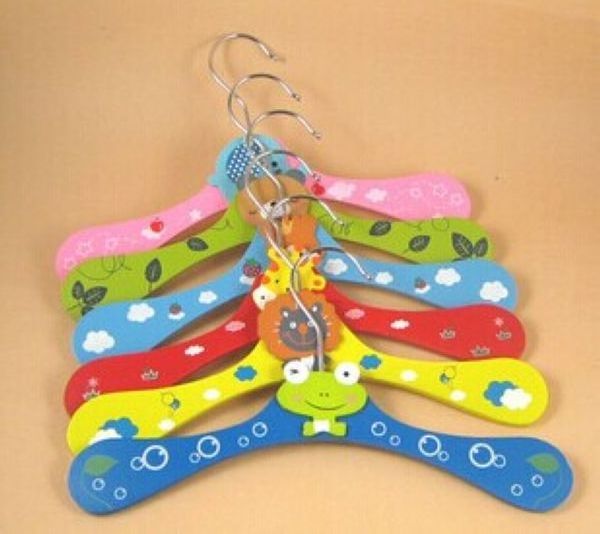 Cute cartoon non-slip wooden children's hangers baby clothes hanger clothes rack pants rack kids pants hanging