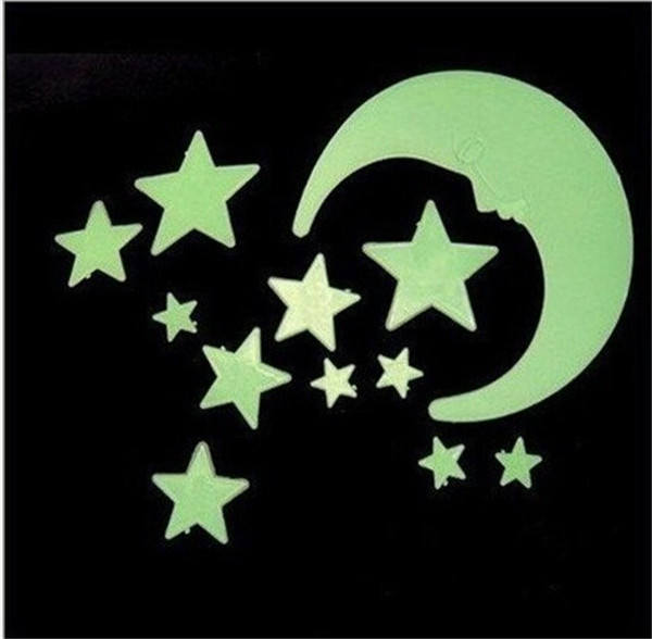 HOT Luminous Moon Stars Wall Stickers,DIY Night Light Glow in The Dark Kids Bedroom Fluorescent Home Decor Decals Wallsticker