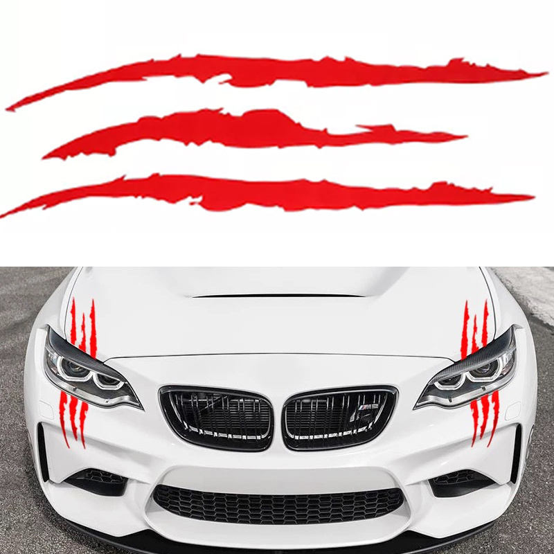 Car Stickers Reflective Monster Claw Marks Scratch Stripe Marks Auto Headlight Decal Dinosaur Raptor Scratches Decor