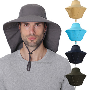 Fishing Sun Hat UV Protection Neck Cover Sun Protect Cap Wide Brim Neck Flap Fishing Cap for Travel Camping Hiking Boating