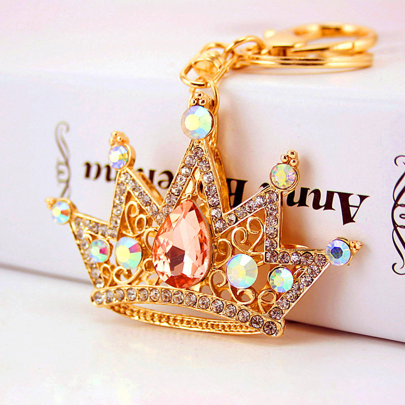 Crystal queen crown Keychains Bling Lovely Handbag Decoration Crown Rhinestone KeyRing Womens Girls Crystal crown Keychain Bling