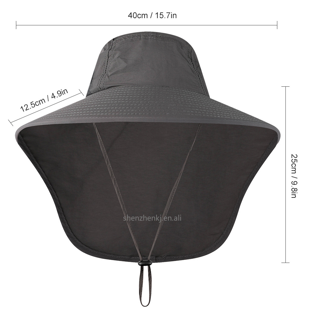 Fishing Sun Hat UV Protection Neck Cover Sun Protect Cap Wide Brim Neck Flap Fishing Cap for Travel Camping Hiking Boating