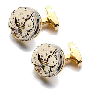 High Quality Watch Movement Cufflinks For Immovable Steampunk Gear Watch Mechanism CuffLinks