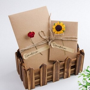 Large size DIY Sunflower Rose Greeting Cards with envelop Word Message Wishes Cards Craft paper Cards