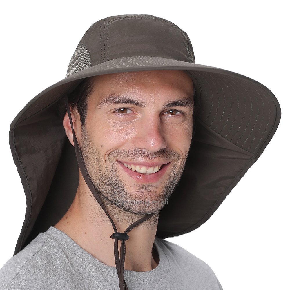 Fishing Sun Hat UV Protection Neck Cover Sun Protect Cap Wide Brim Neck Flap Fishing Cap for Travel Camping Hiking Boating