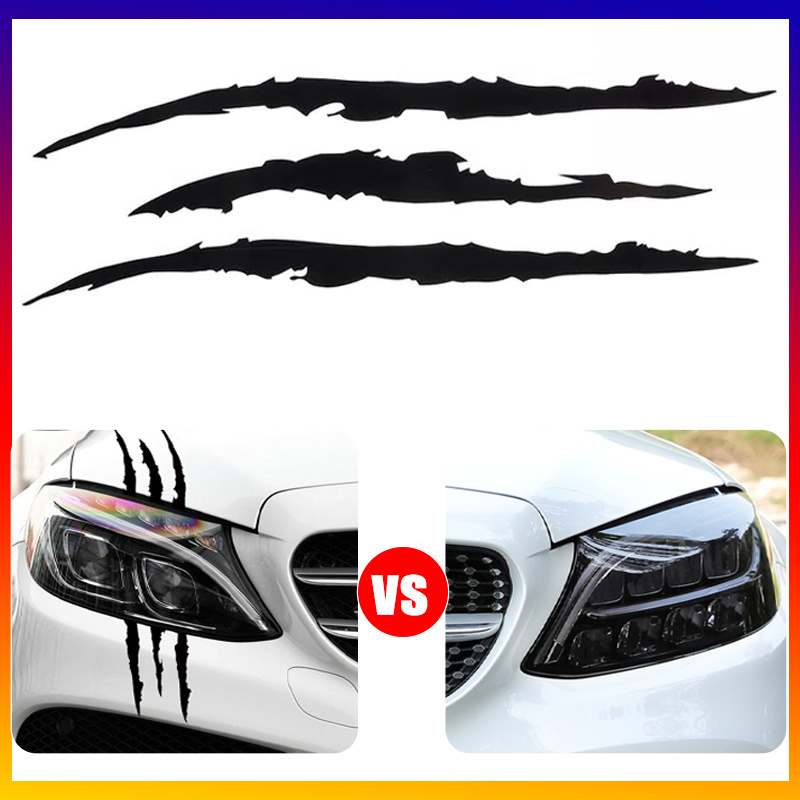 Car Stickers Reflective Monster Claw Marks Scratch Stripe Marks Auto Headlight Decal Dinosaur Raptor Scratches Decor